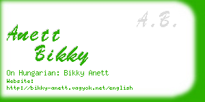 anett bikky business card